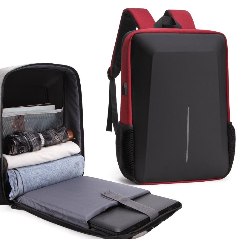 Men Anti-theft Hard Shell Backpack with Alloy Frame - Red