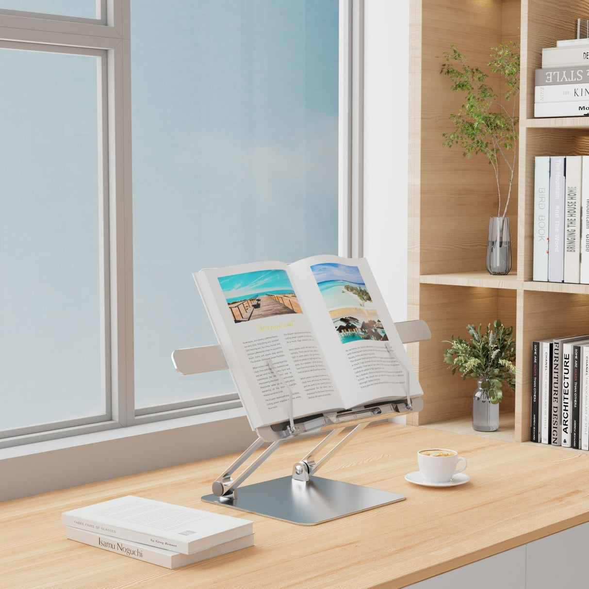 Portable Folding Laptop Stand with Adjustable Heat Dissipation - Book Clips