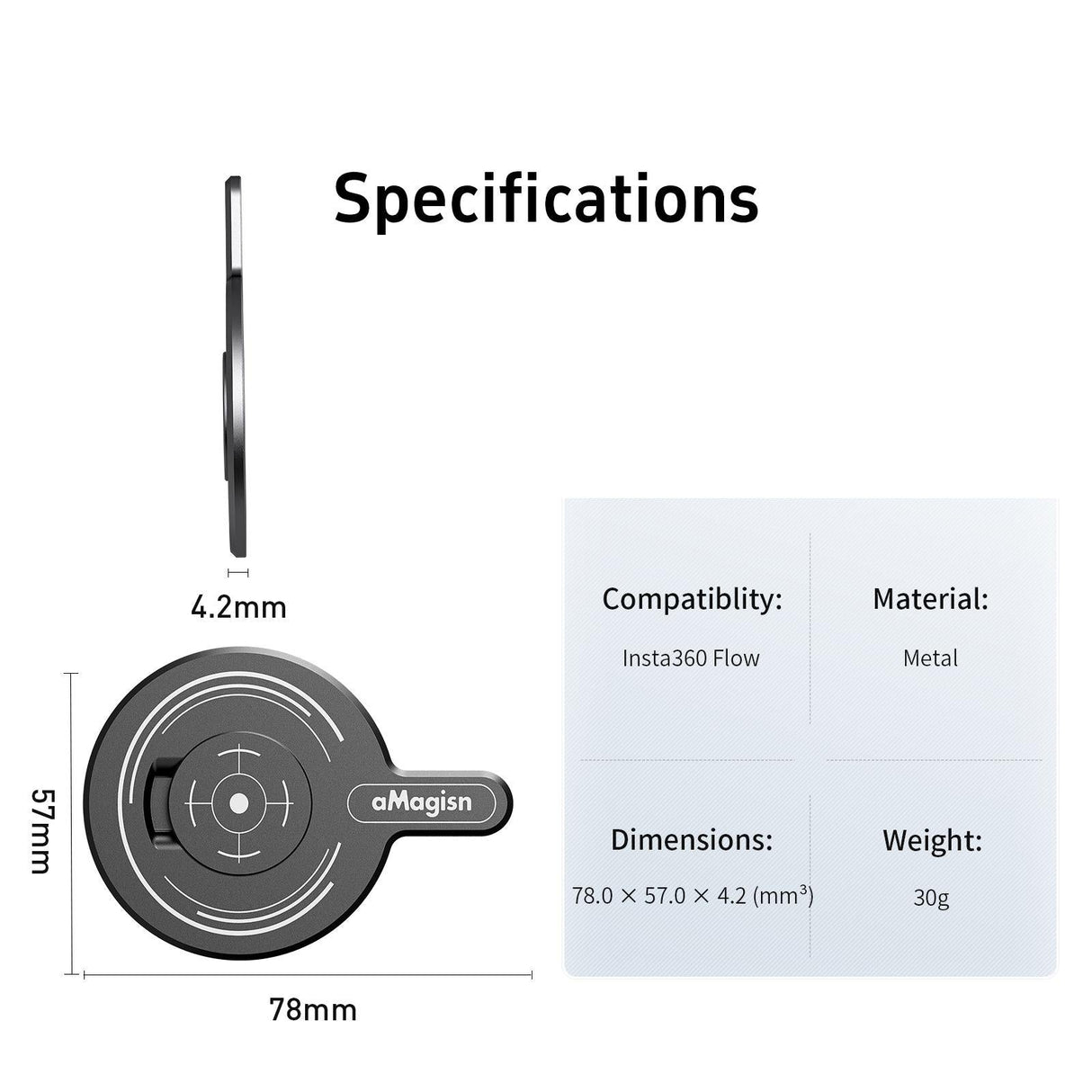 Insta360 Flow Magnetic Adapter for Amagisn Gimbal - Magsafe Compatible