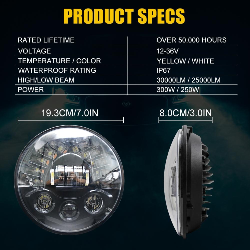 7 Inch Car Matrix Gradient Led Headlight Lamps For Jeep Wrangler
