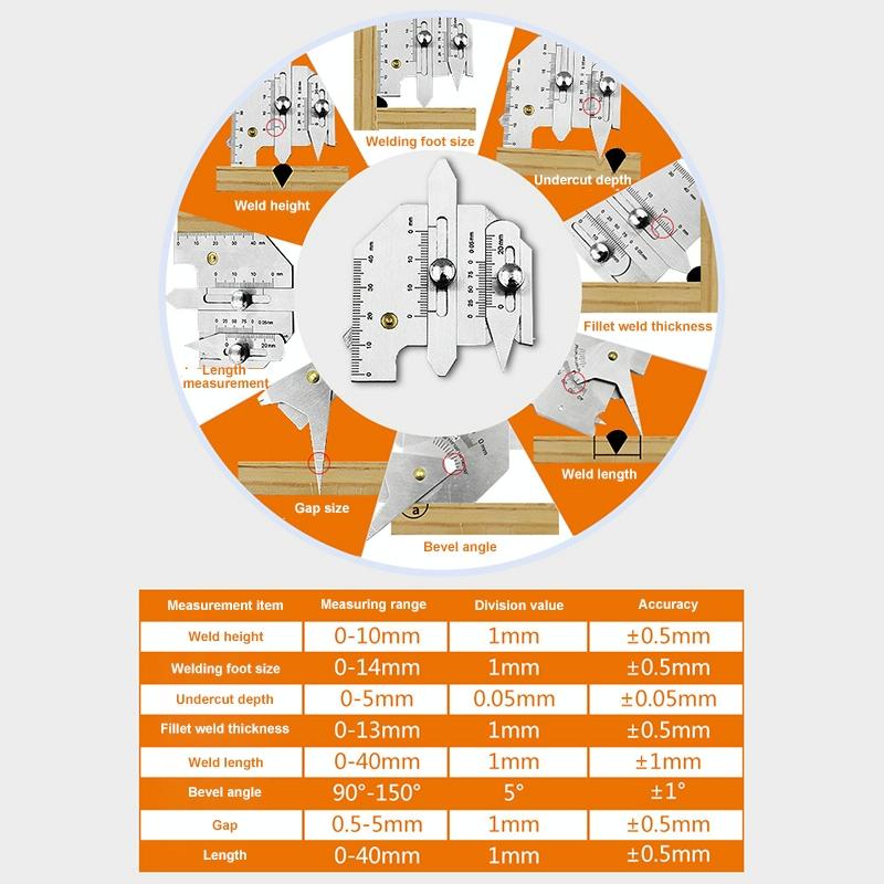 Stainless Steel Welding Ruler for Inspection - Measure Gauge