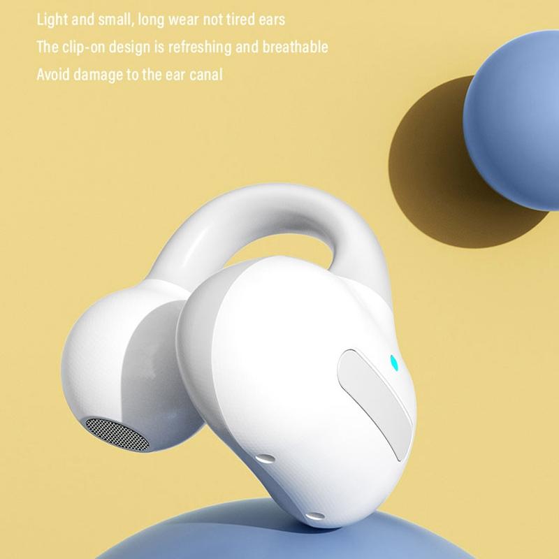 Touch Bone Conduction Bluetooth Earphone with Charging Warehouse - Ear Clip Type - Pink