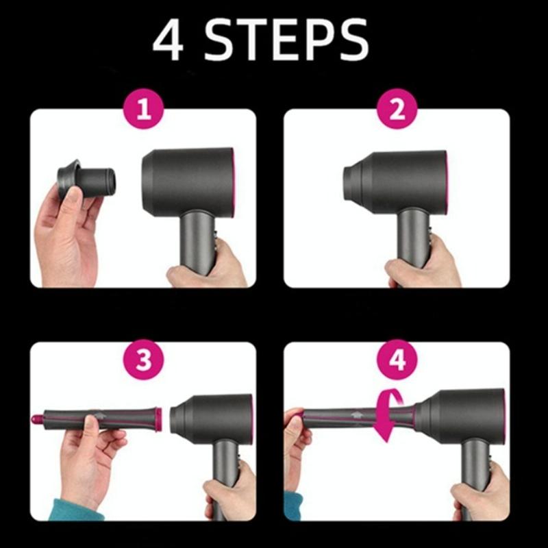 Long Barrel Pair & 2 Adapters for Dyson Hair Dryer - Curling Iron Accessories