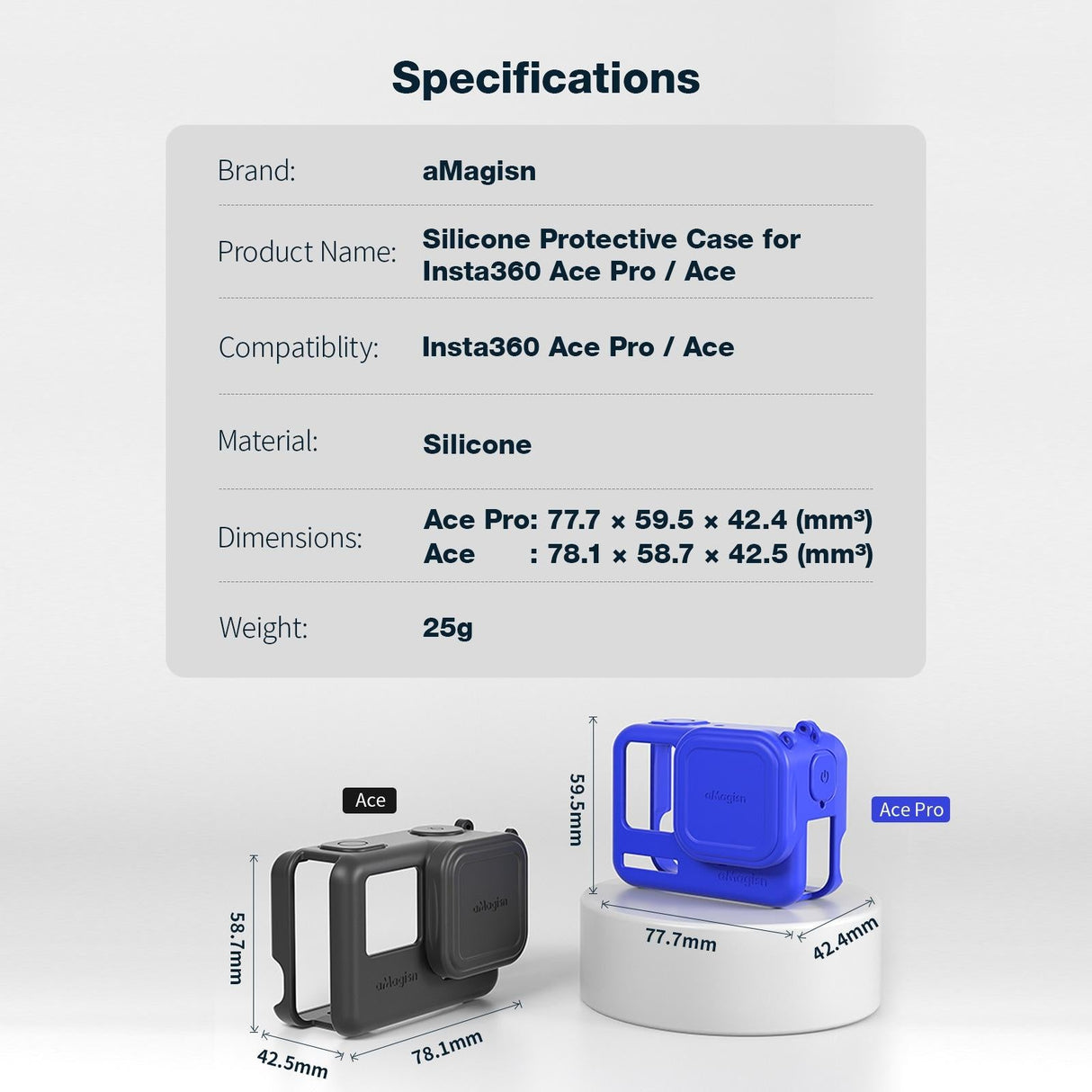 Silicone Case for Insta360 Ace Camera - Protect your Gear - For Insta360 Ace (Black)