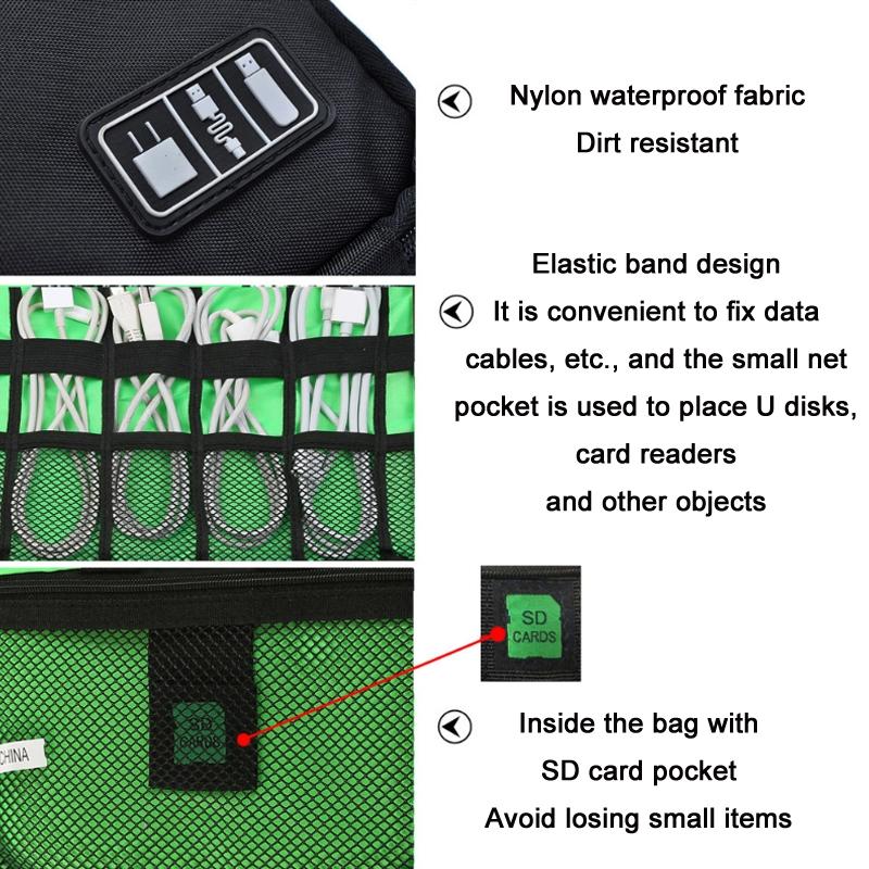 Portable Multifunctional u Disk Storage Bag for Mobile Phone Accessories - Green