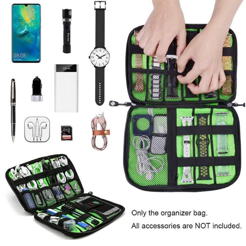 Portable Multifunctional u Disk Storage Bag for Mobile Phone Accessories - Green