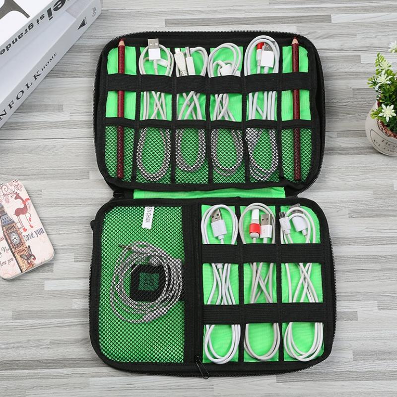 Portable Multifunctional u Disk Storage Bag for Mobile Phone Accessories - Green