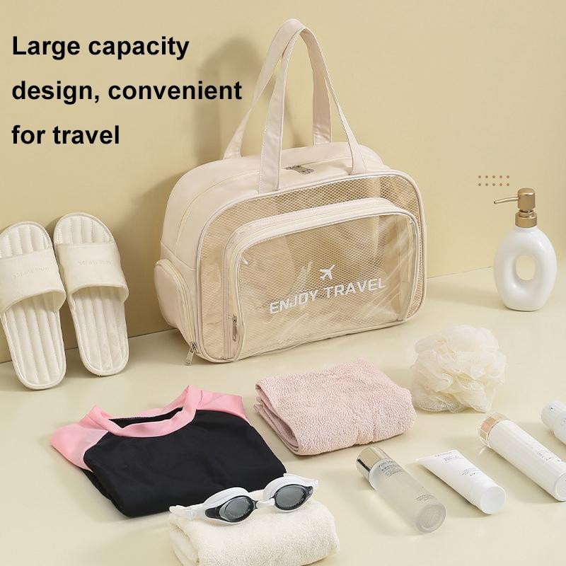 Beige Waterproof Beach Bag For Toiletries Cosmetics L For Swimming Travel - Black No Shoe Warehouse