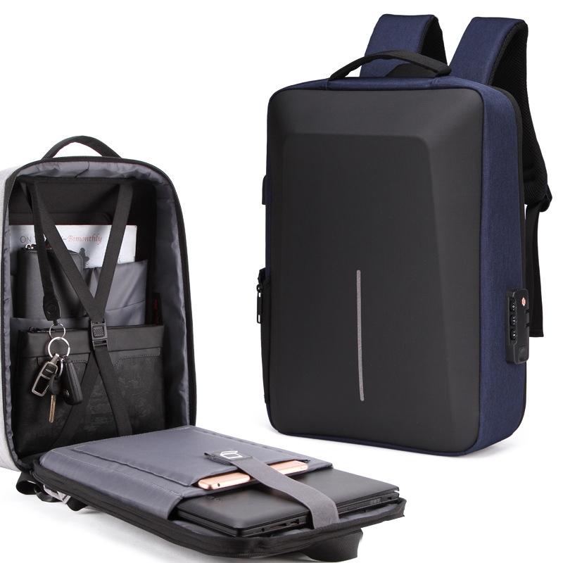 Anti-theft Hard Shell Backpack for Men - Blue