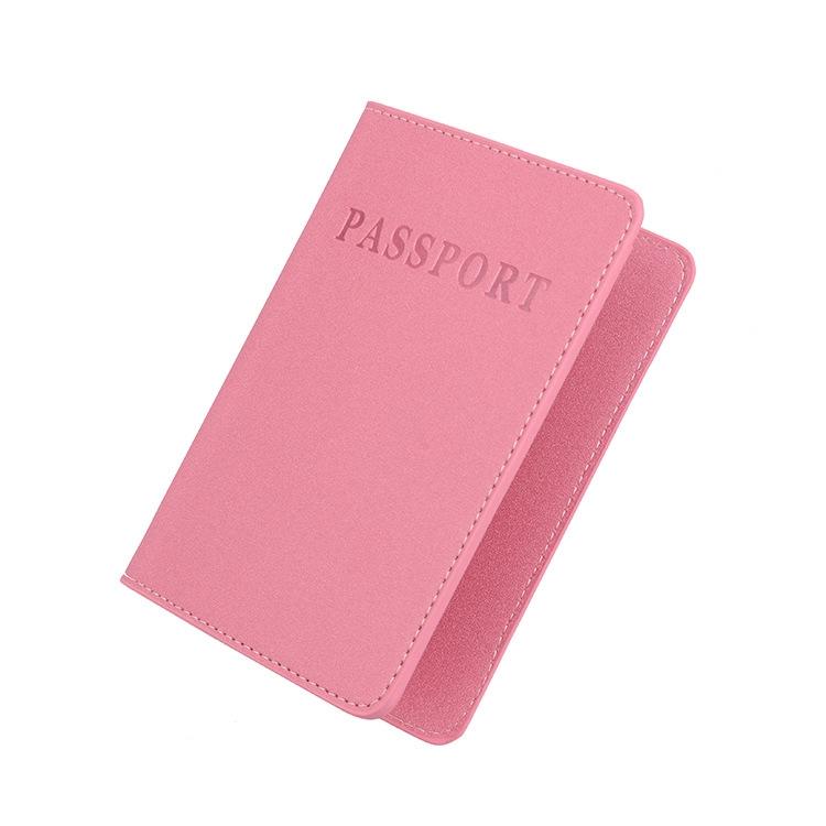 Frosted Pink Pu Multi Card Passport Holder For Travel Abroad