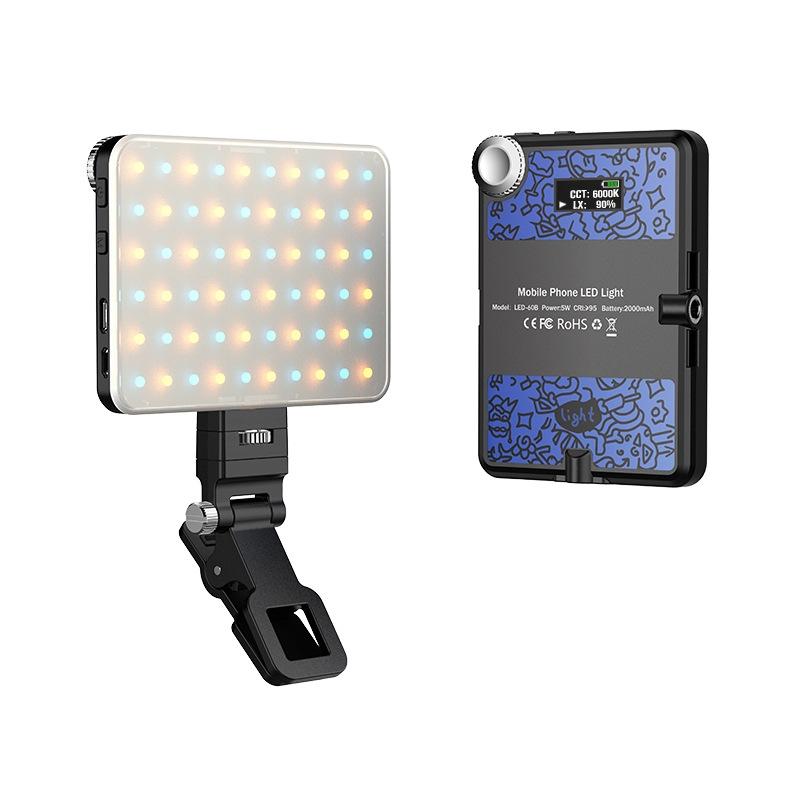 Rechargeable Clip Fill Light - 60 Leds 3 Light Modes Front & Back Clip a Type Blue - A Type White