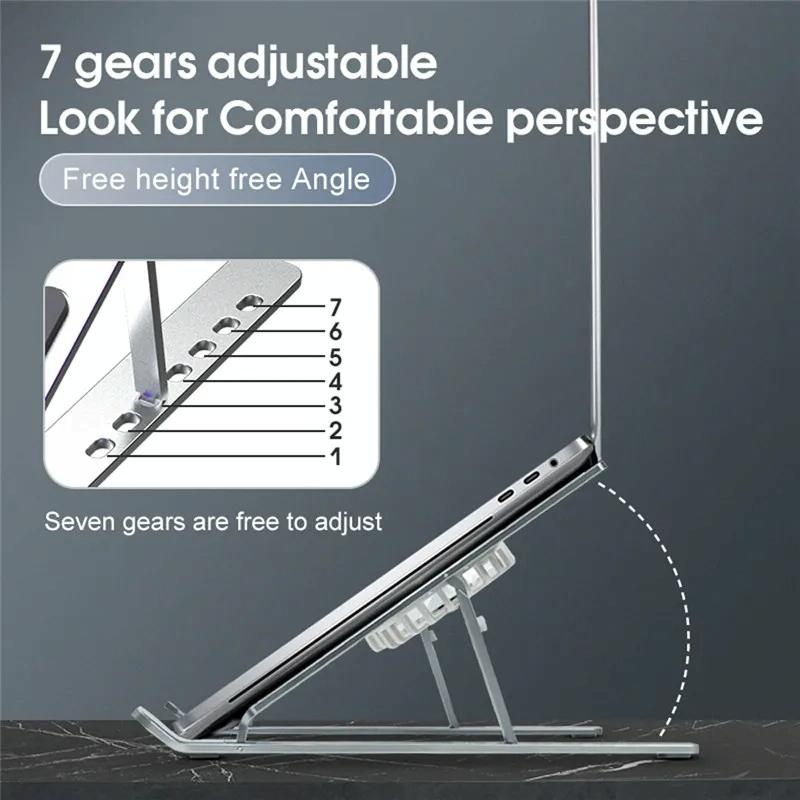 Foldable Laptop Cooling Stand with Ambient Light - Gray