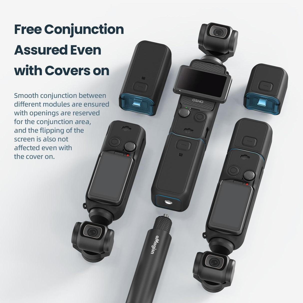 5-in-1 Silicone Case for Dji Pocket 3 Camera Accessories - 5 In 1 Gray