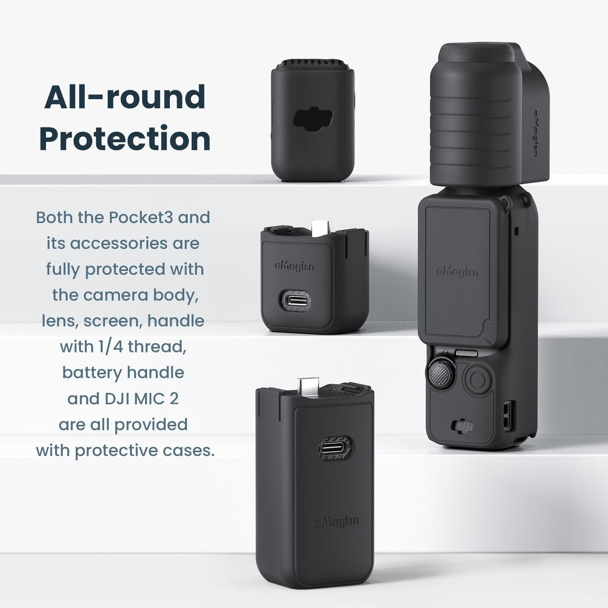 5-in-1 Silicone Case for Dji Pocket 3 Camera Accessories - 5 In 1 Gray