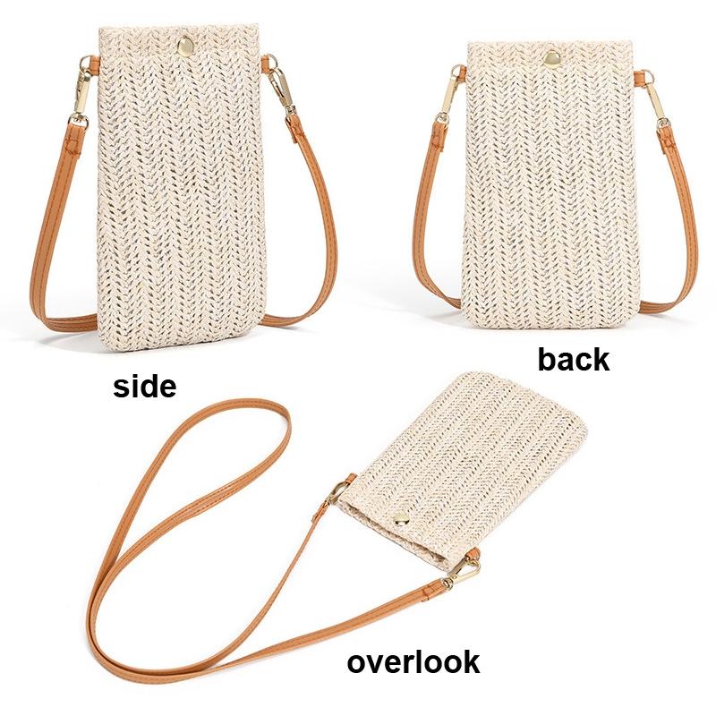Beach Bag With Magnetic Buckle Straw Beige