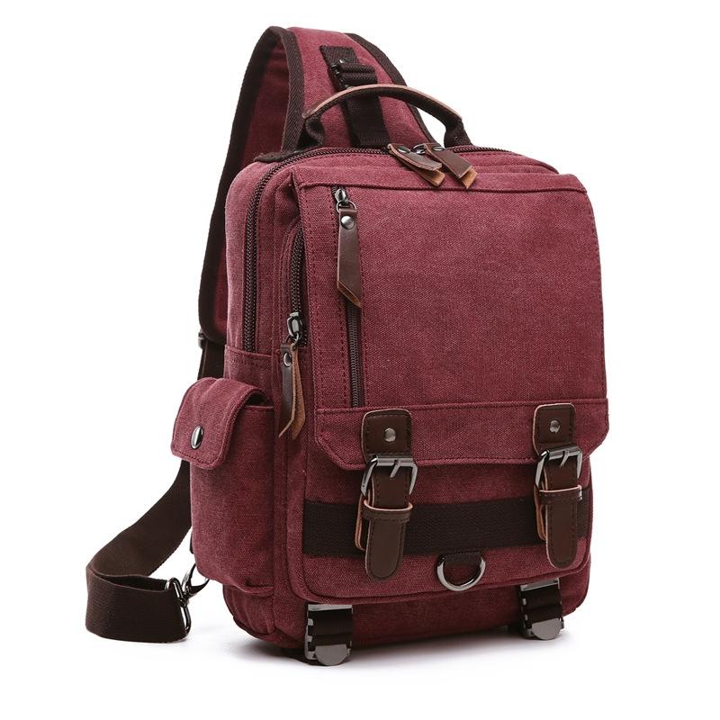 Red Canvas Chest Bag For Outdoor Travel Messenger Style