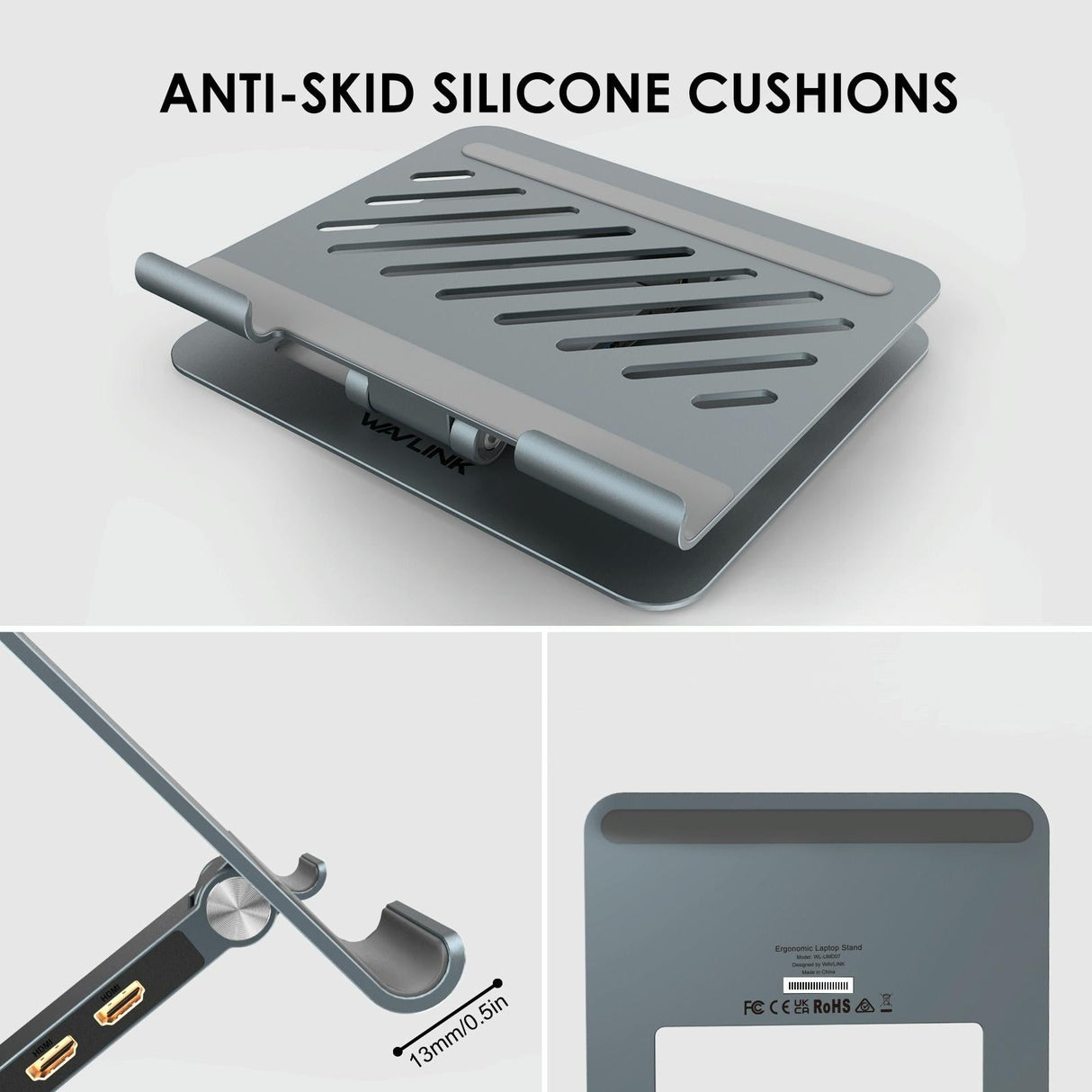 Adjustable Aluminum Laptop Stand with Type-c Docking Station