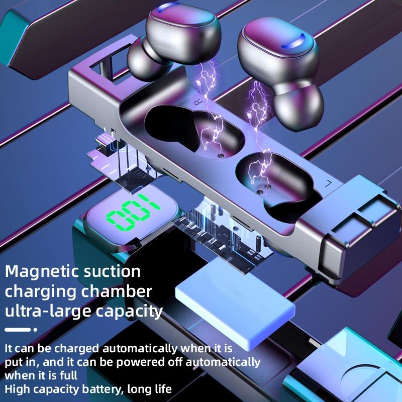 Intelligent Bluetooth Earphones with Digital Display - Colourful