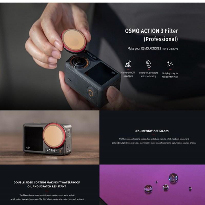 Pro Version Dji Action 3 Camera Lens Filter Set - Ndpl 8 / 16 / 32 / 64