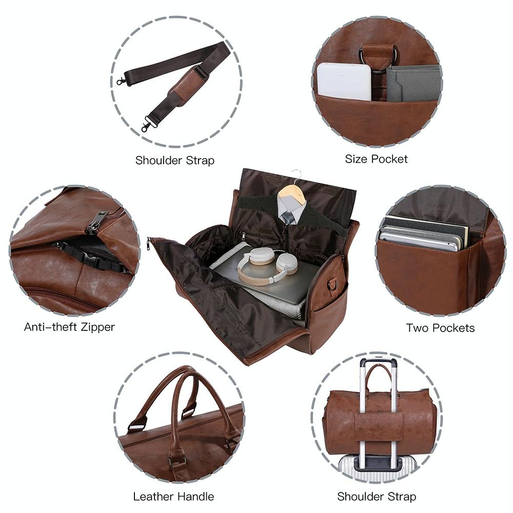 Compact Duffel Bag with Shoe Storage - Dark Brown