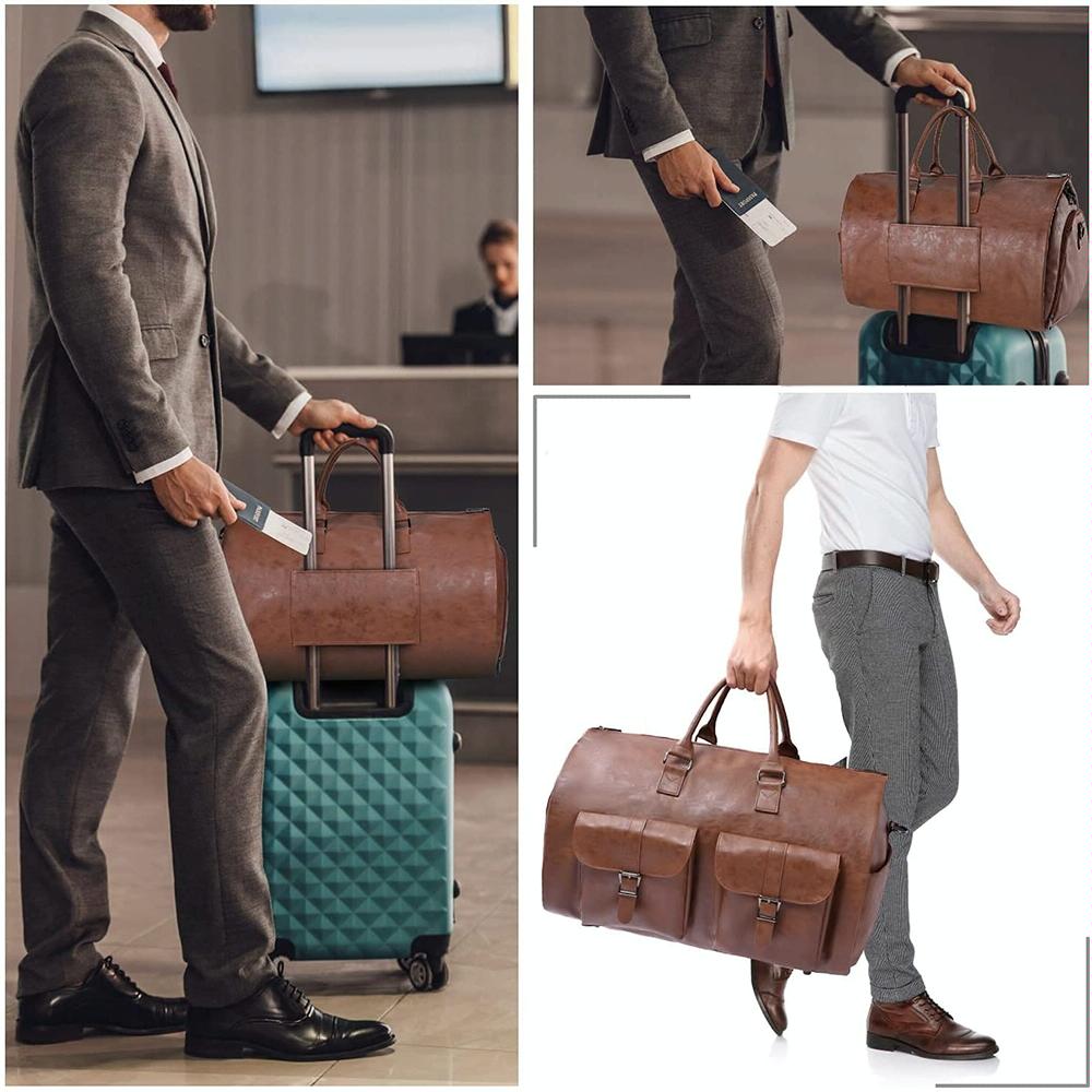 Compact Duffel Bag with Shoe Storage - Dark Brown