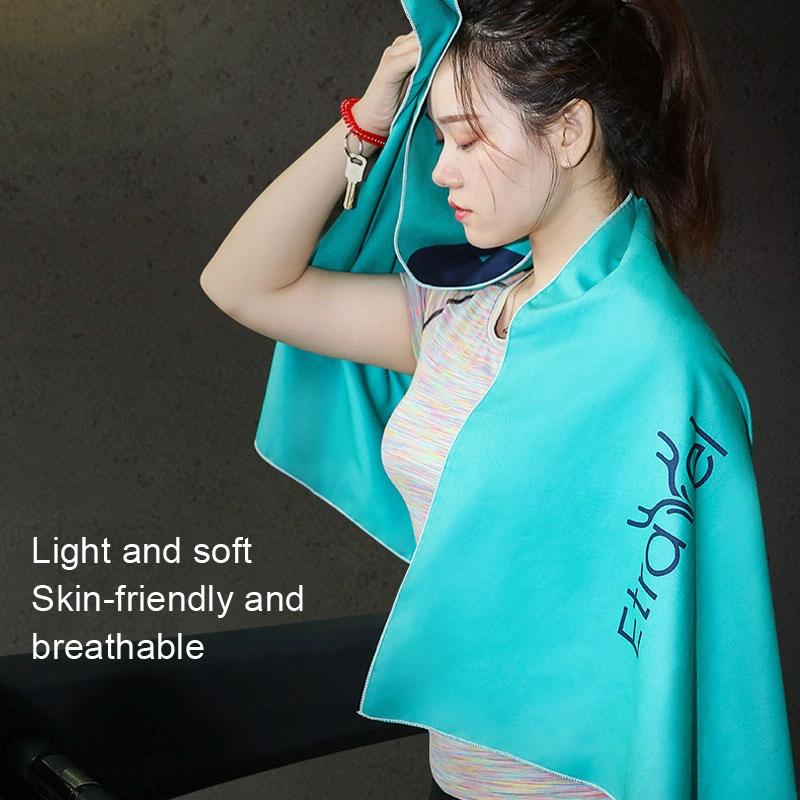 Double-sided Fleece Bath Towel - Quick-drying Small Blue