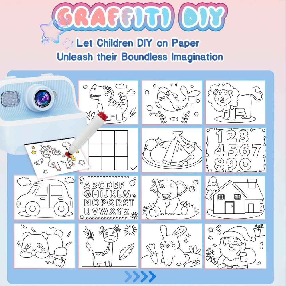 Blue Children'S Thermal Camera With Dual-Camera 1080P Hd 2400W Pixel 2.4-Inch Display - Pink+32Gb