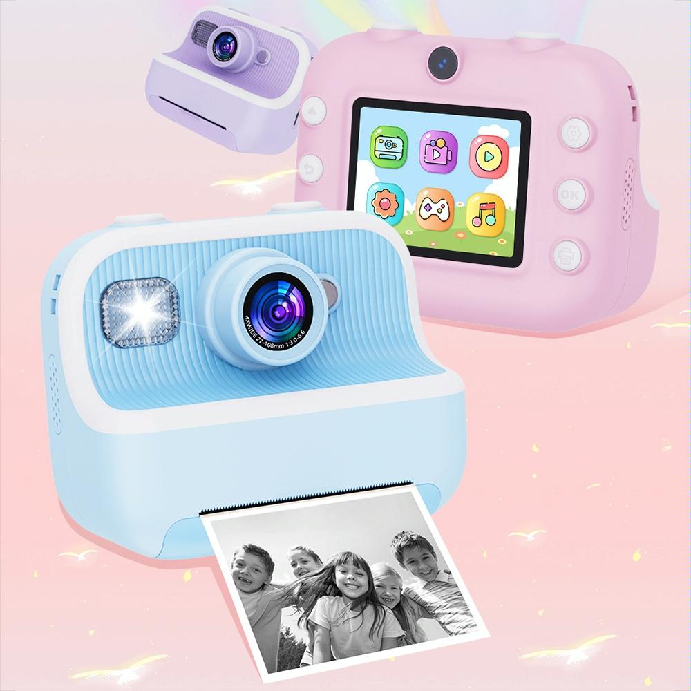 Blue Children'S Thermal Camera With Dual-Camera 1080P Hd 2400W Pixel 2.4-Inch Display - Pink+32Gb