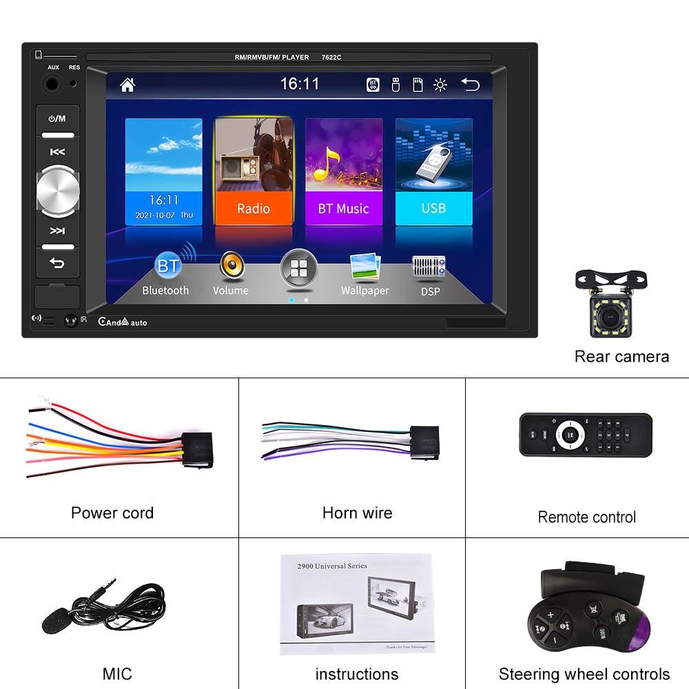 6.2 Inch Dual Spindle Hd Car Mp5 Player With Carplay - Standard + 12 Light Camera