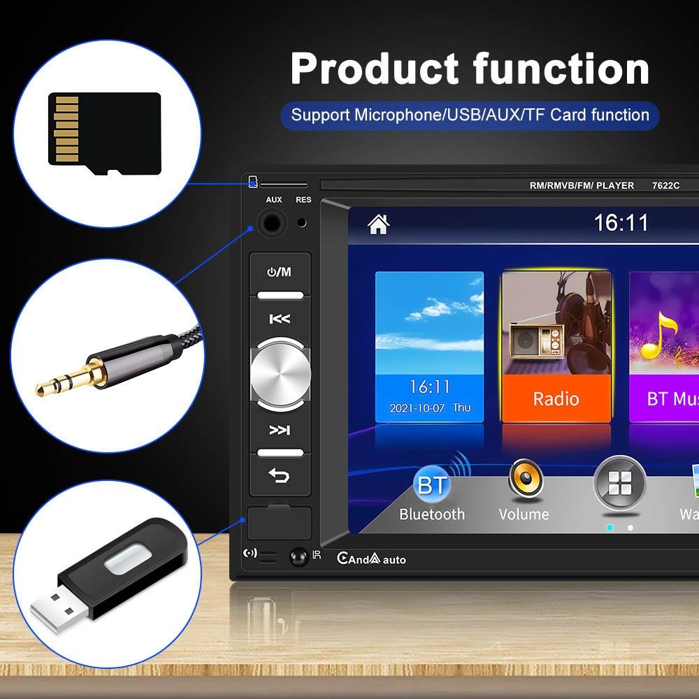 6.2 Inch Dual Spindle Hd Car Mp5 Player With Carplay - Standard + 12 Light Camera