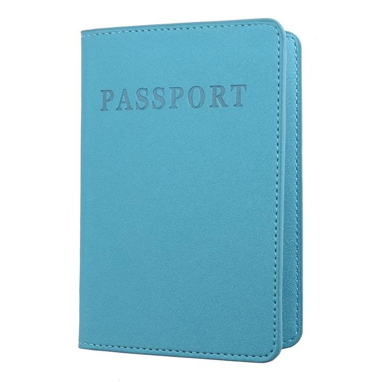 Frosted Pu Multi Card Passport Holder Travel Abroad Sky Blue