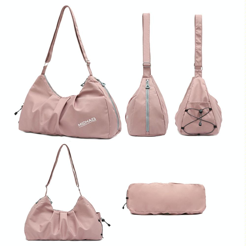 Swim Bag with Shoe Compartment - Beige Dry / Wet Separation - Pink