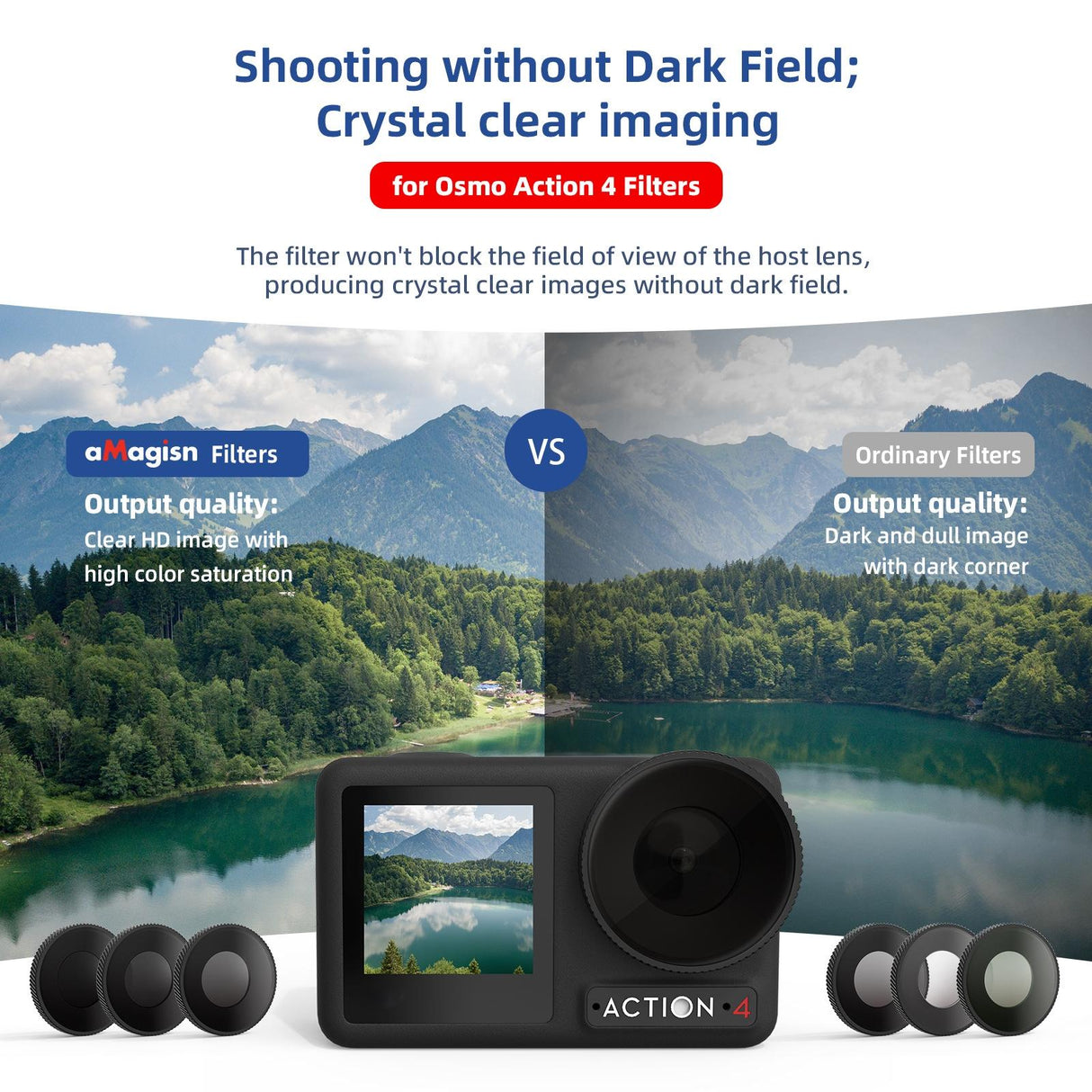 Waterproof Filter for Dji Action 4 Sports Camera - Cpl - Nd8+Nd16+Nd32+Cpl