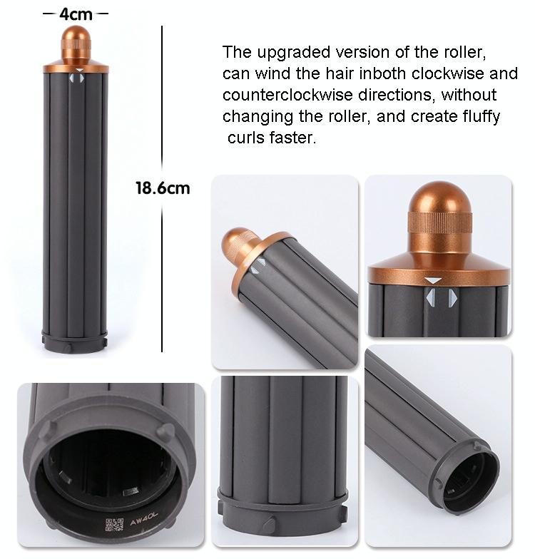 For Dyson Airwrap Hair Dryer Hs01 / Hs05 / Hd08 18.6 X 4Cm Upgraded Long Curling Barrels Nozzle With Short Adapter Golden