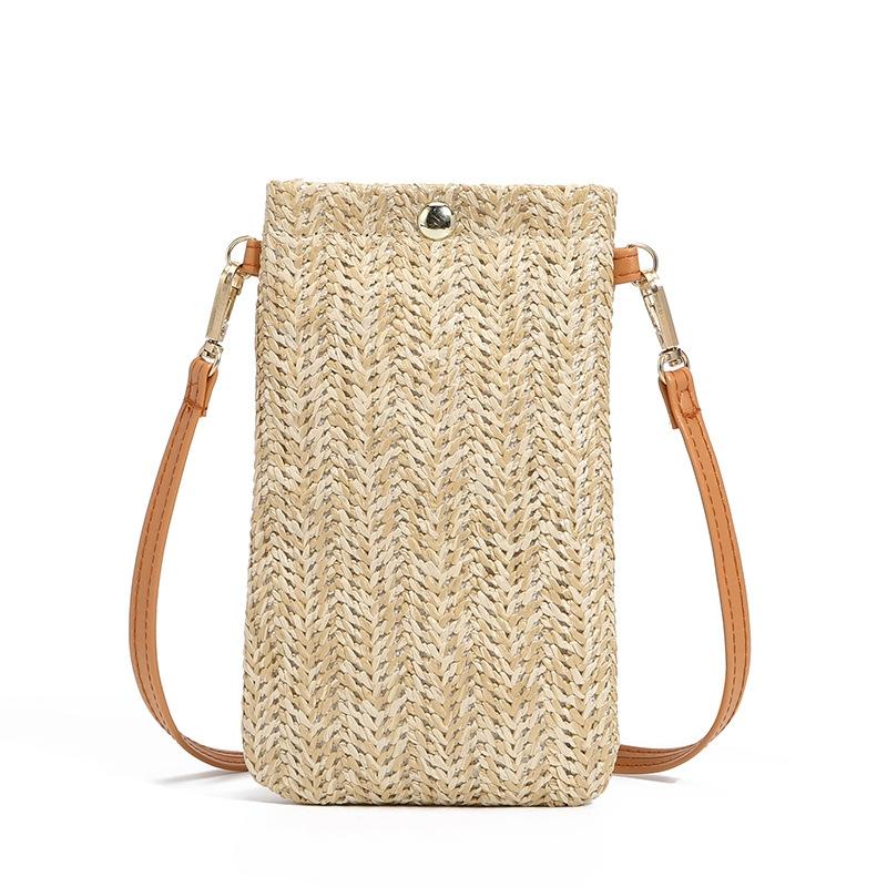 Stylish Straw Beach Bag With Magnetic Closure Cream