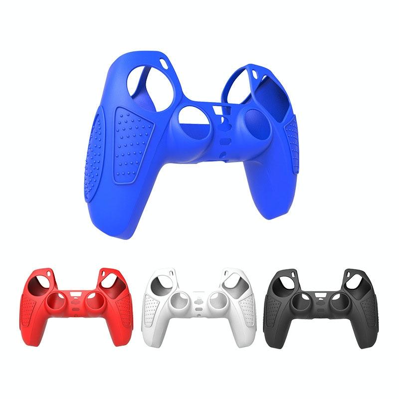 Black Silicone Protective Case for Ps5 Gamepad - Anti-skid Cover - White + 2 Hats