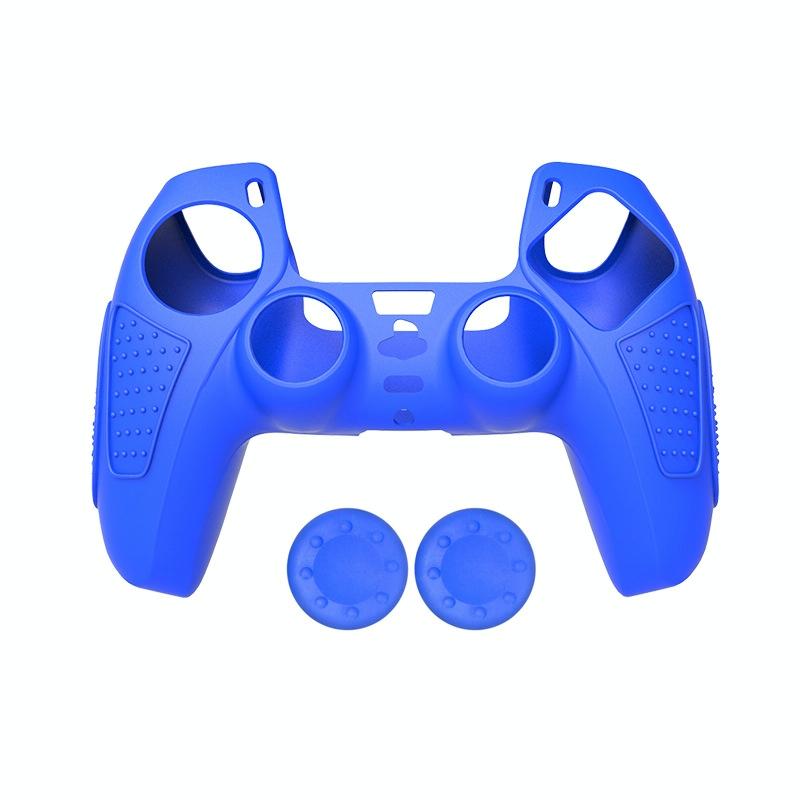 Black Silicone Protective Case for Ps5 Gamepad - Anti-skid Cover - White + 2 Hats