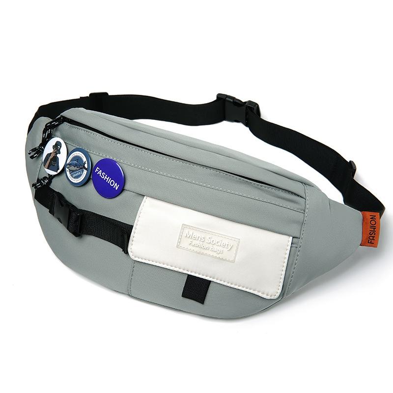 Chest Shoulder Messenger Bag Badge - Grey + Badge + Lanyard