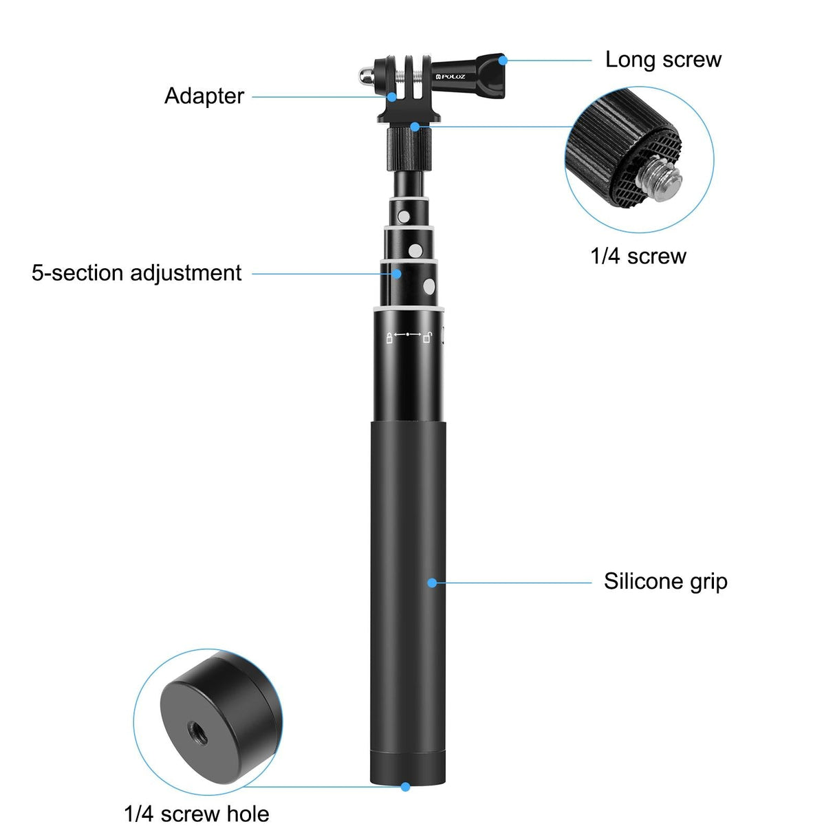 70cm Selfie Stick with Invisible Adapter for Insta360 one X2 / X3