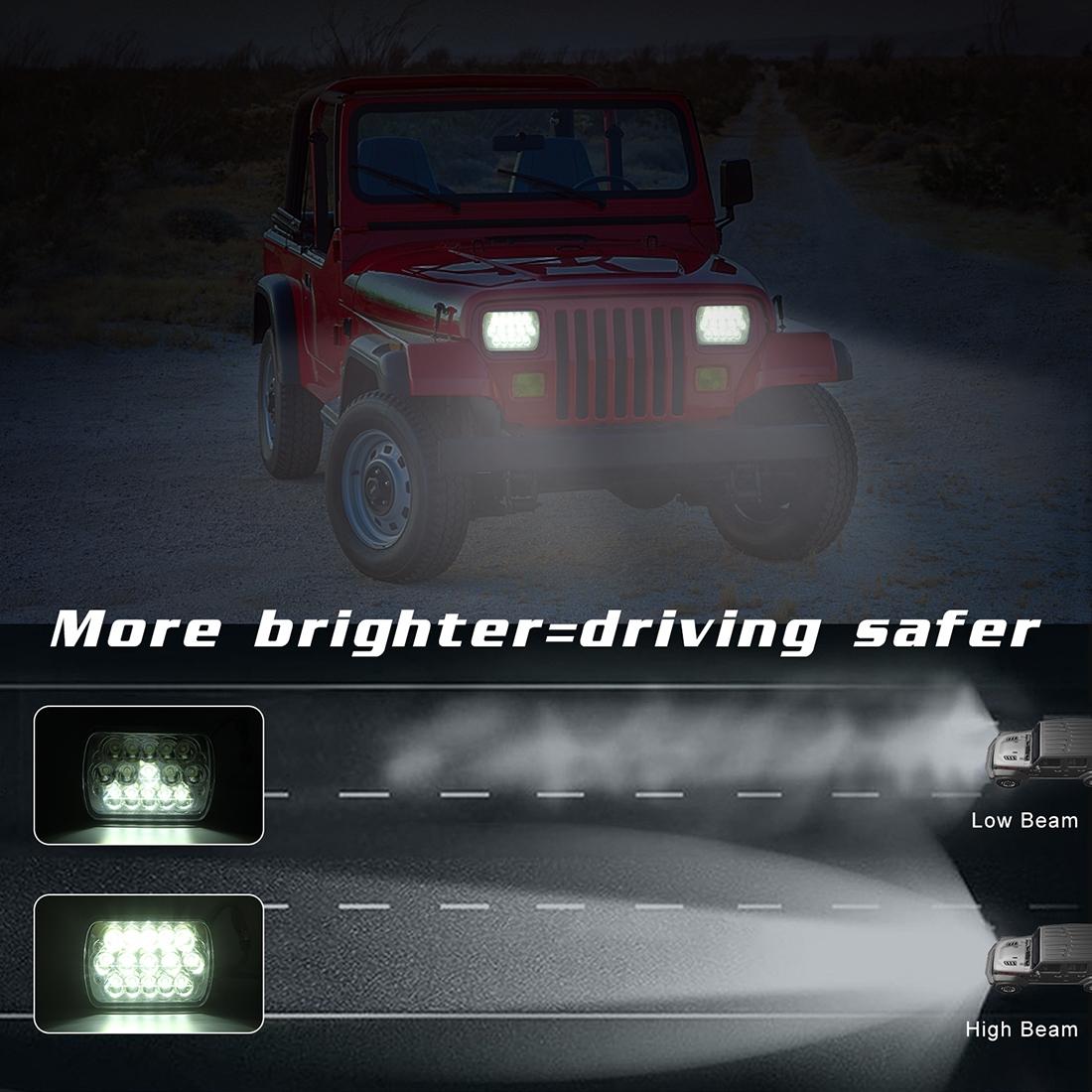 7 Inch 5X7 H4 15W Dc 9 - 30V 1500Lm Ip67 Car Truck Off - Road Vehicle Led Work Lights / Headlight With 15Leds Lamps