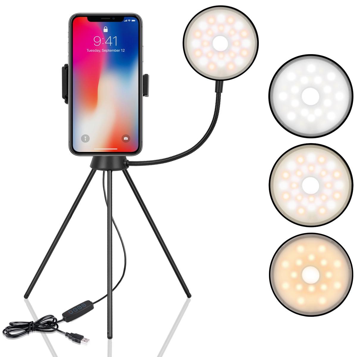 Dimmable Led Ring Lamp with Phone Tripod Stand