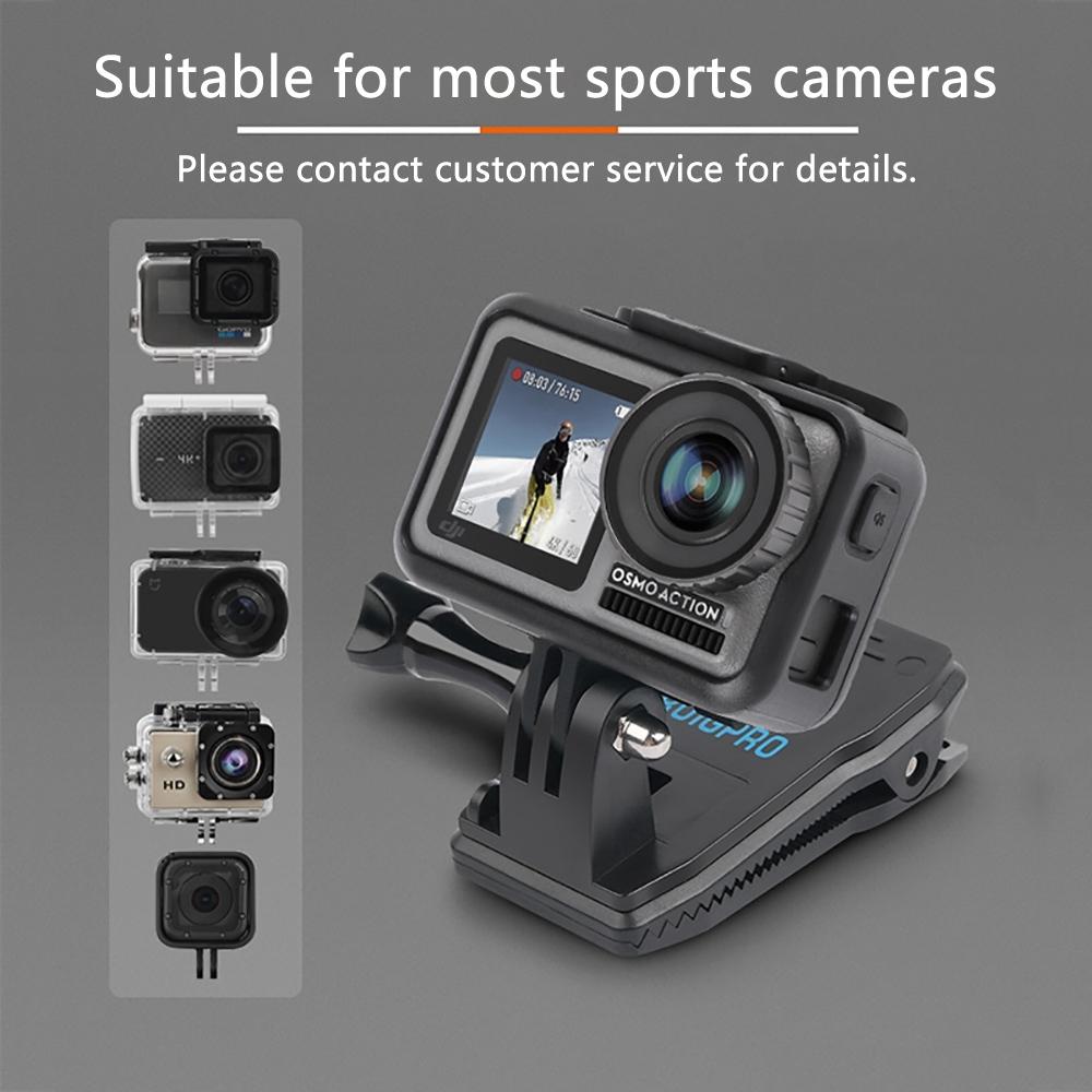 360 Degree Backpack Mount for Gopro Dji and Other Action Cameras - Rotating Clip Clamp
