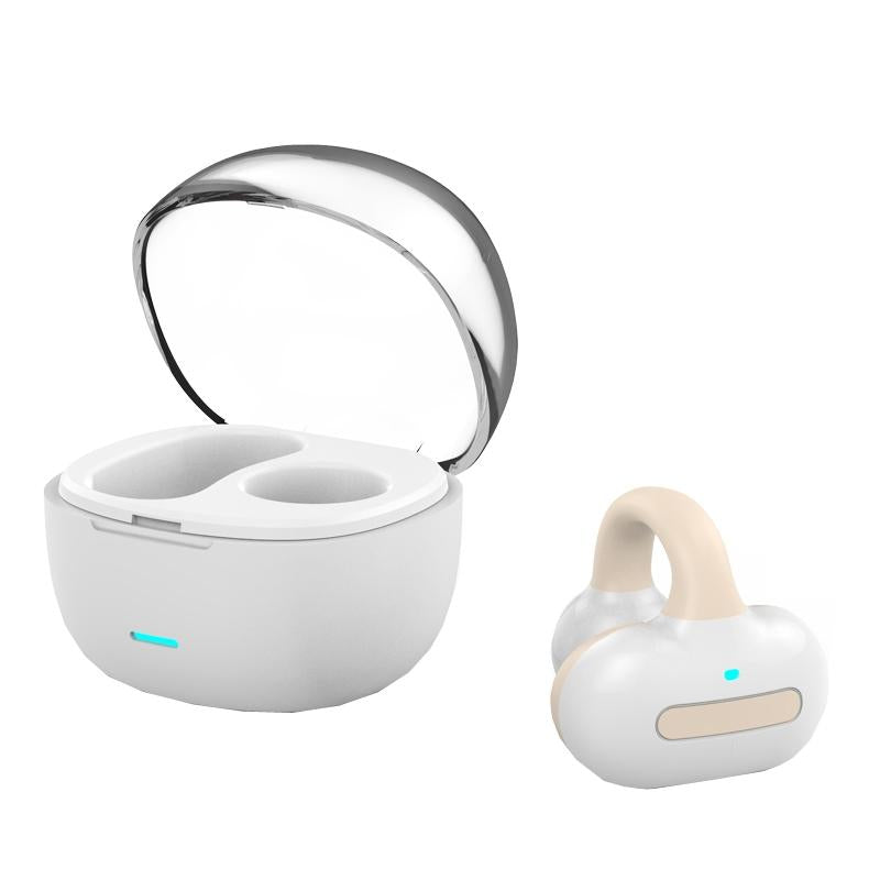 Touch Bone Conduction Bluetooth Earphone with Charging Warehouse - Ear Clip Type - Skin Colour