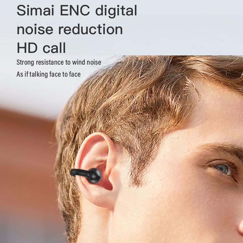Touch Bone Conduction Bluetooth Earphone with Charging Warehouse - Ear Clip Type - Skin Colour