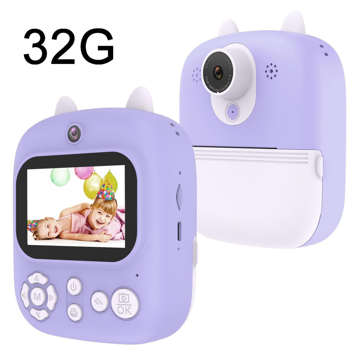 32g Instant Camera with 2.4 Display & Card Reader for Kids - 1200w Blue - 32G + Card Reader Blue
