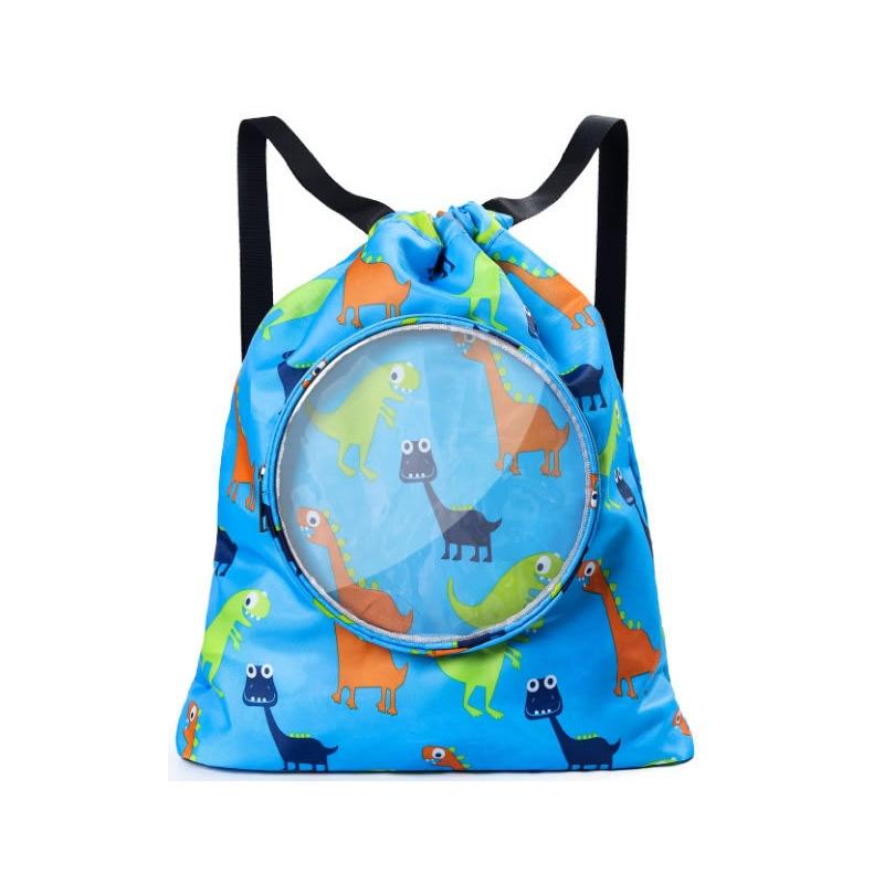 Blue Waterproof Drawstring Beach Bag L Size For Kids Wet & Dry Separation Shoulder Strap - Blue S