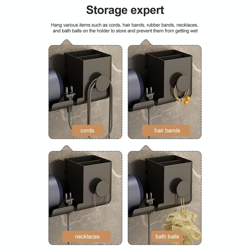 Wall Mounted Holder For Dyson Hair Dryer Bathroom Storage Rack Simple Black - Upgrade Black