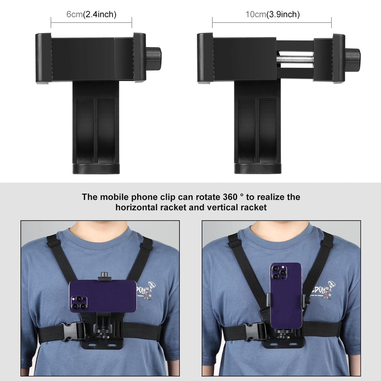 Adjustable Body Mount Belt with Phone Clamp and j Hook Mount