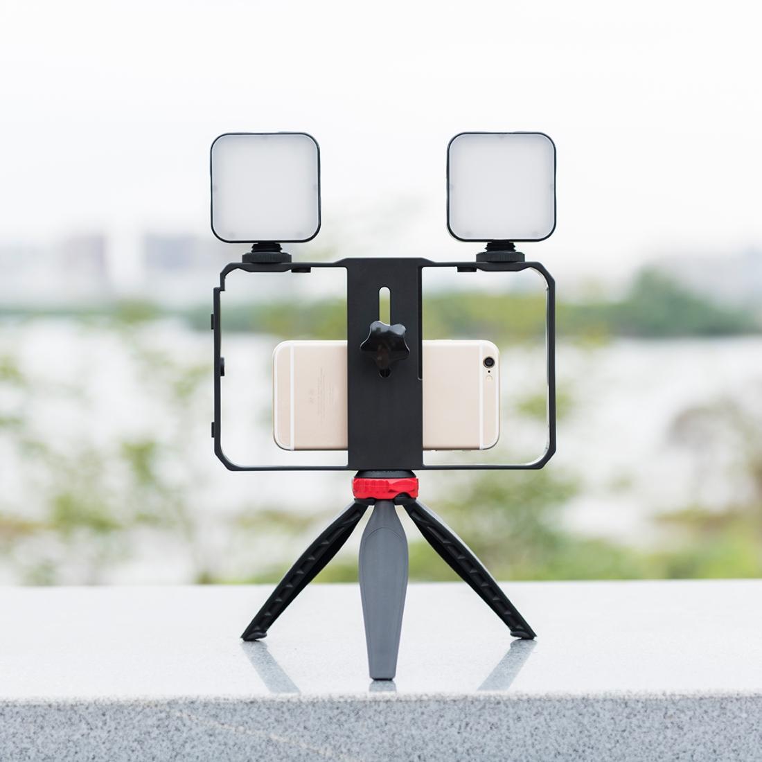 Vlogging Live Broadcast Led Selfie Light Video Rig With Smartphone Handle And Tripod