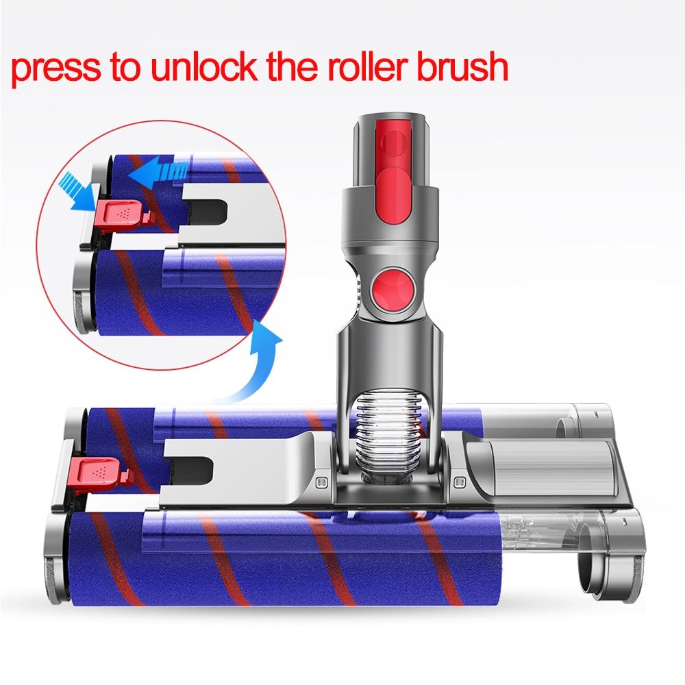 Double Roller Soft Velvet Floor Brush with Led for Dyson Vacs